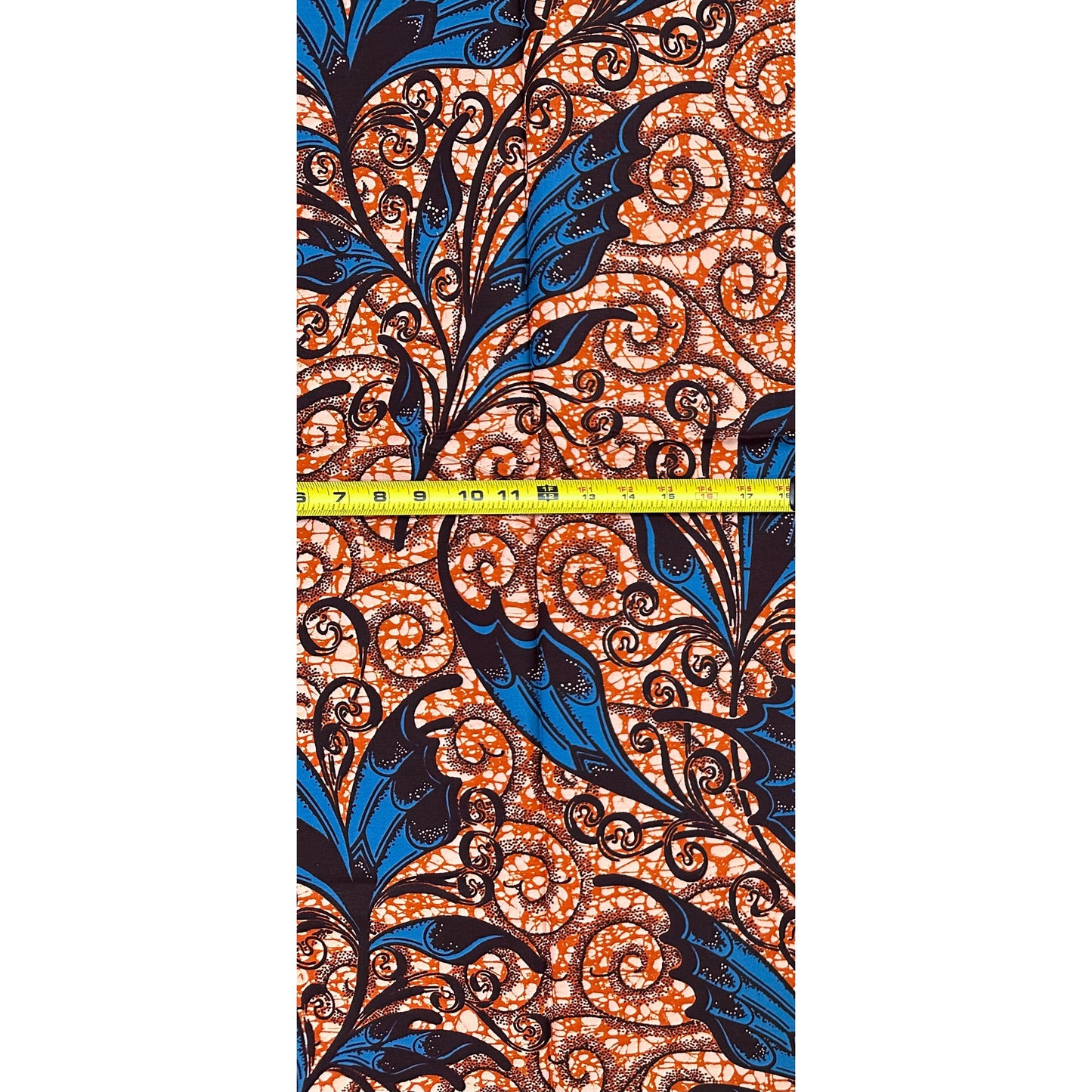 African Print Fabric/ Ankara - Brown, Blue 'Livsey Vine', 1 YARD