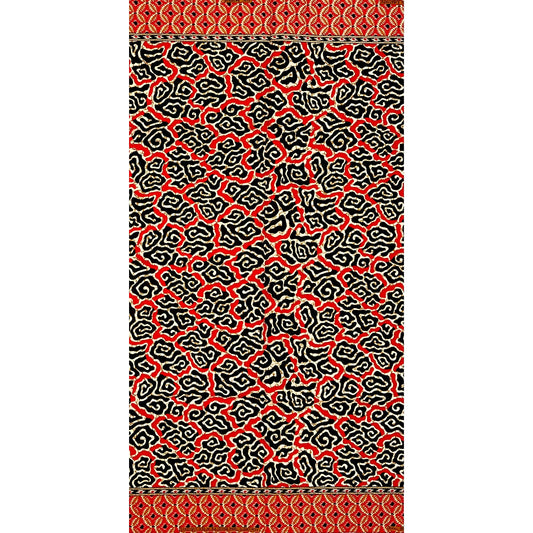 African Print Fabric/ Ankara - Red, Black, Brown ‘Aso Eniyan' Design, 2/3rd YARD