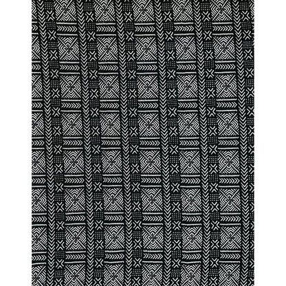 African Print Fabric/ Ankara - Black, White 'Path of Kings' Design, YARD or WHOLESALE