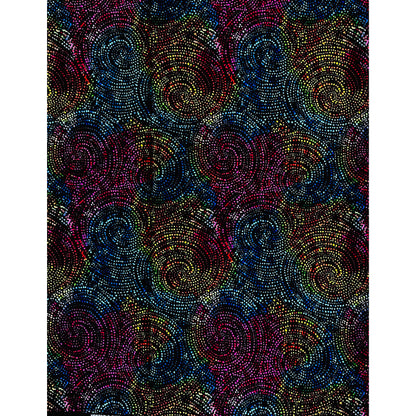 African Print Fabric/ Ankara - Blue, Black, Yellow, Pink 'Onyx Aurora' Design, YARD or WHOLESALE