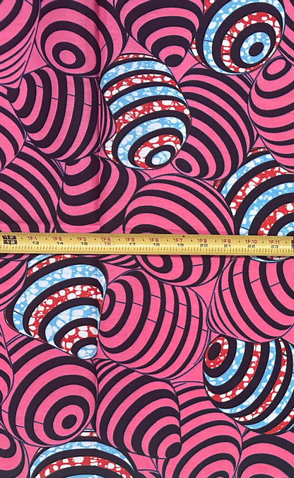 African Print Fabric/ Ankara - Pink, Blue, Orange ‘Pretty Problem' Design, YARD