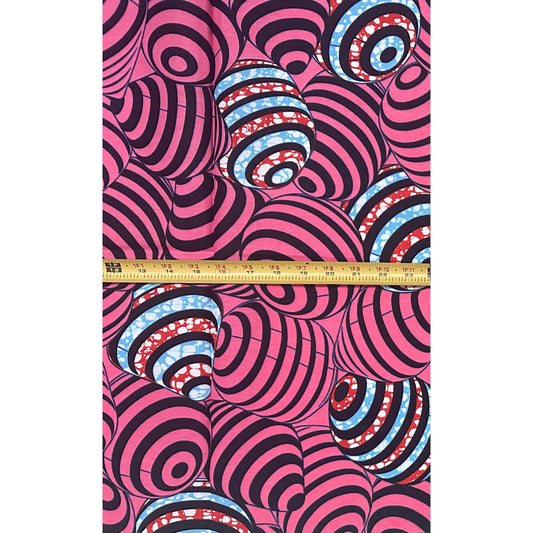 African Print Fabric/ Ankara - Pink, Blue, Orange ‘Pretty Problem' Design, YARD