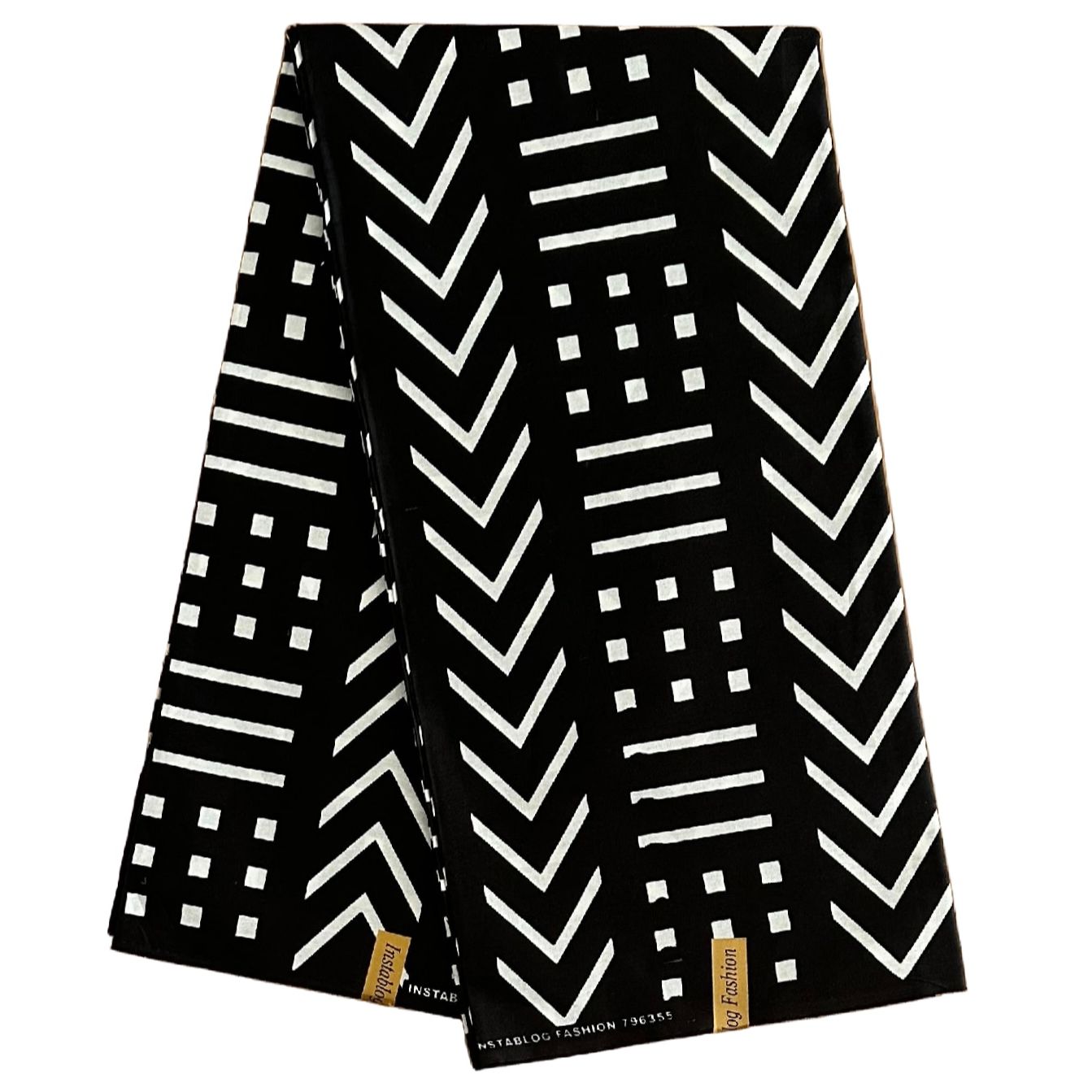 African Print Fabric/ Ankara - Black, White 'Dakar Dash’, YARD or WHOLESALE