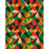 African Print Fabric/ Ankara - Green, Orange, Brown, Beige, Black 'Sable Heritage' Design