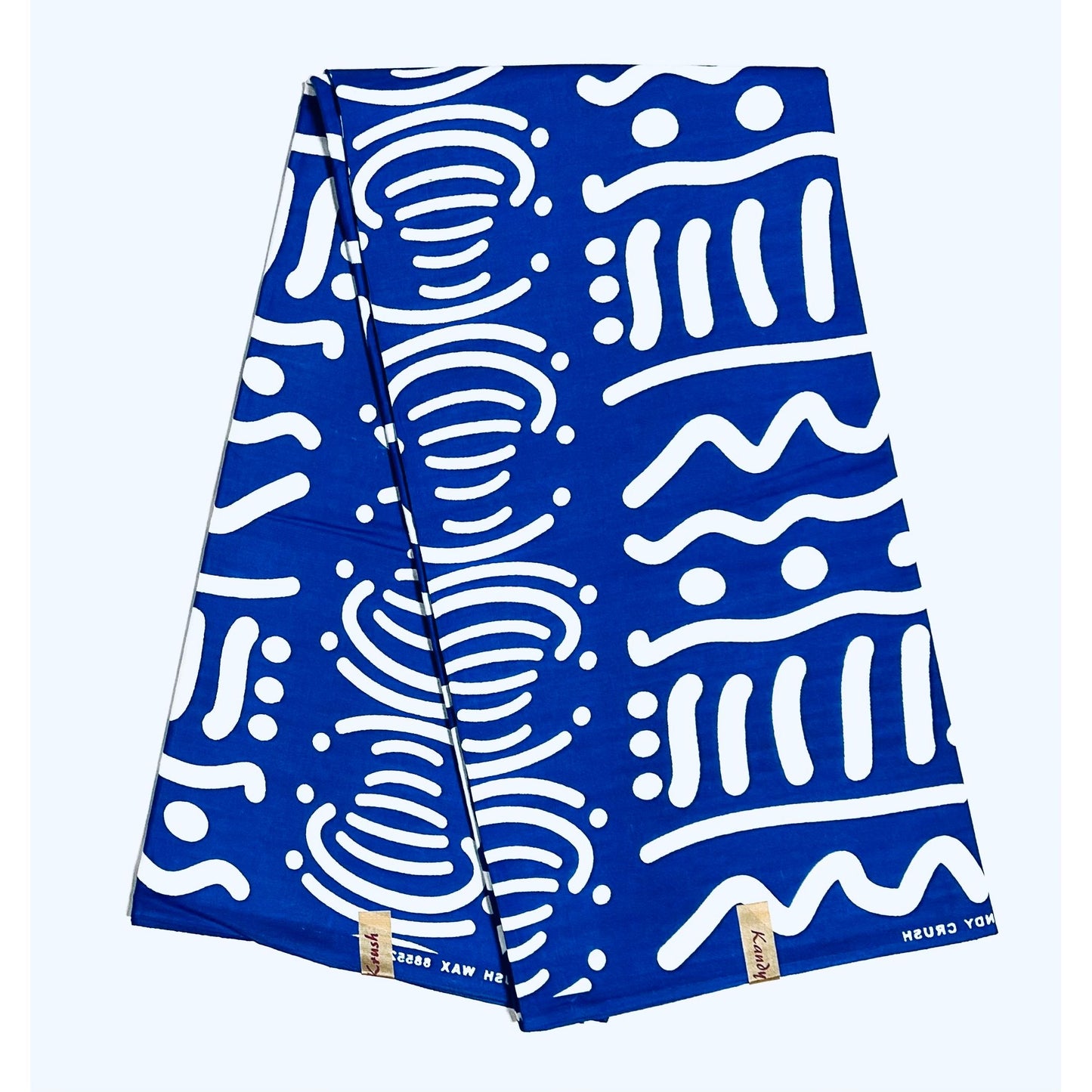 African Print Fabric/ Ankara - Blue, White 'Nuru Script', Per Yard or Wholesale