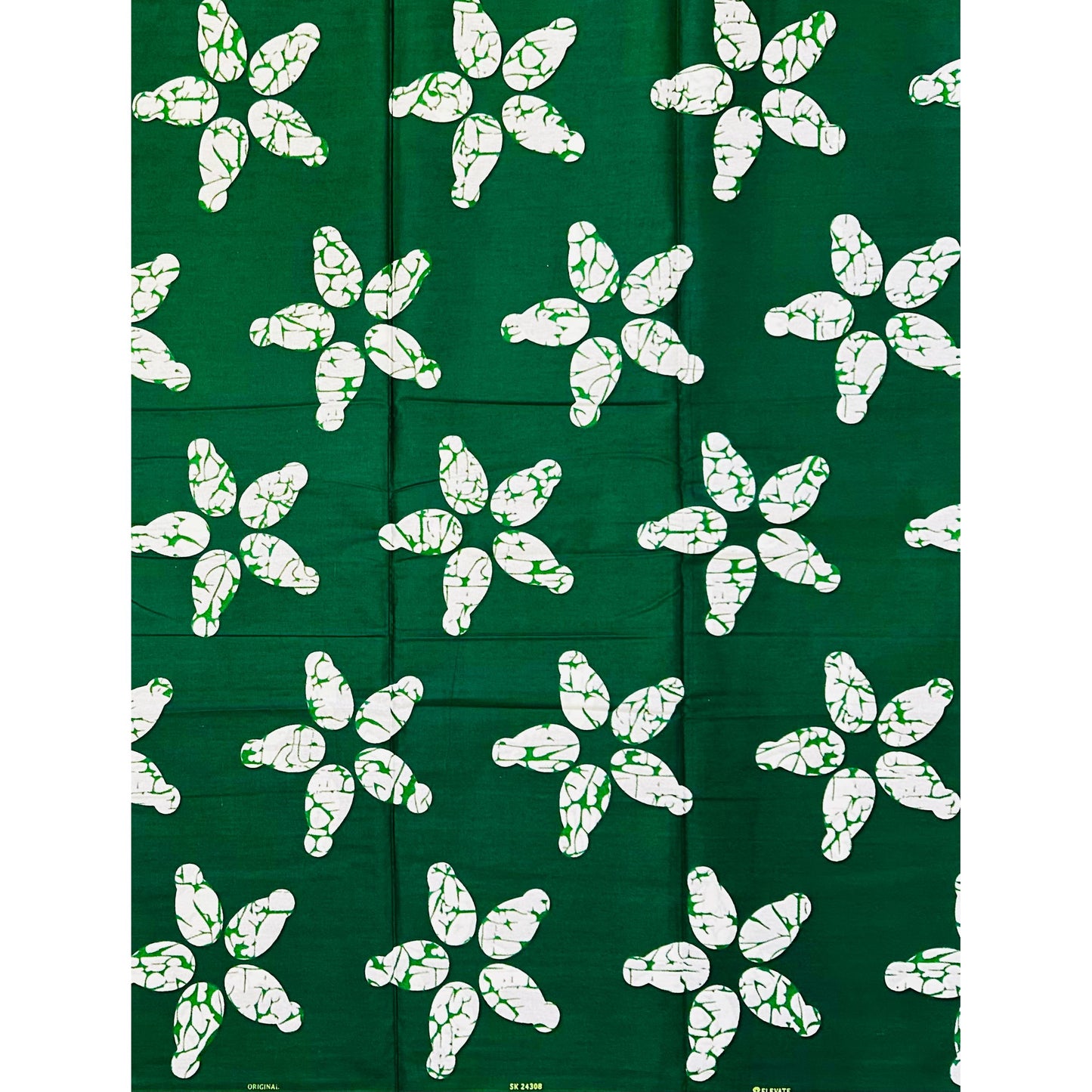 African Print Fabric/ Ankara - Green, White 'Strength Grows in Silence', YARD or WHOLESALE