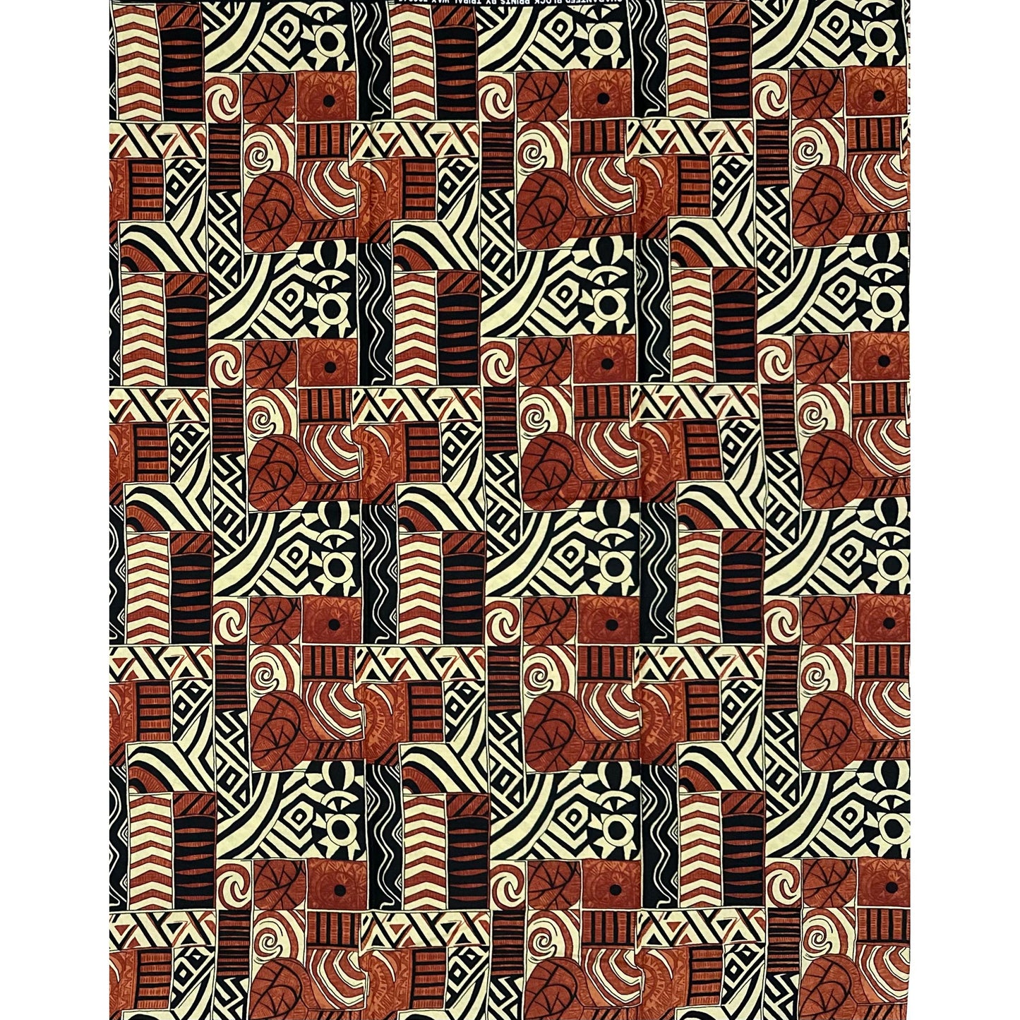 African Print Fabric/ Ankara - Brown, Black, Beige 'Somebody’s Ancestor' Design, Yard or Wholesale