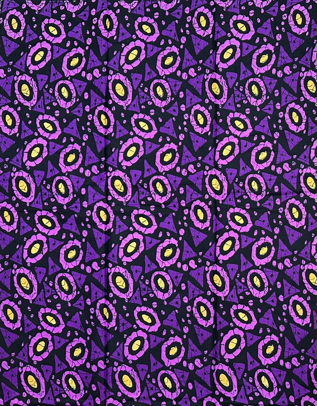 African Print Fabric/Ankara - Purple, Black, Beige 'Good Omen', YARD or WHOLESALE