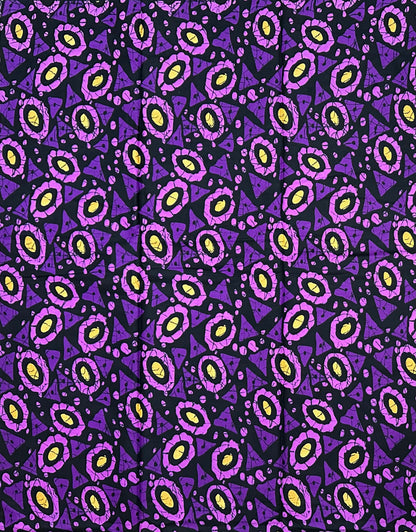 African Print Fabric/Ankara - Purple, Black, Beige 'Good Omen', YARD or WHOLESALE