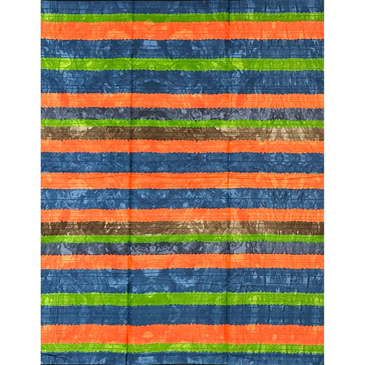 African Print Fabric/ Ankara - Orange, Green, Blue, Brown 'Level Up' Design, YARD or WHOLESALE