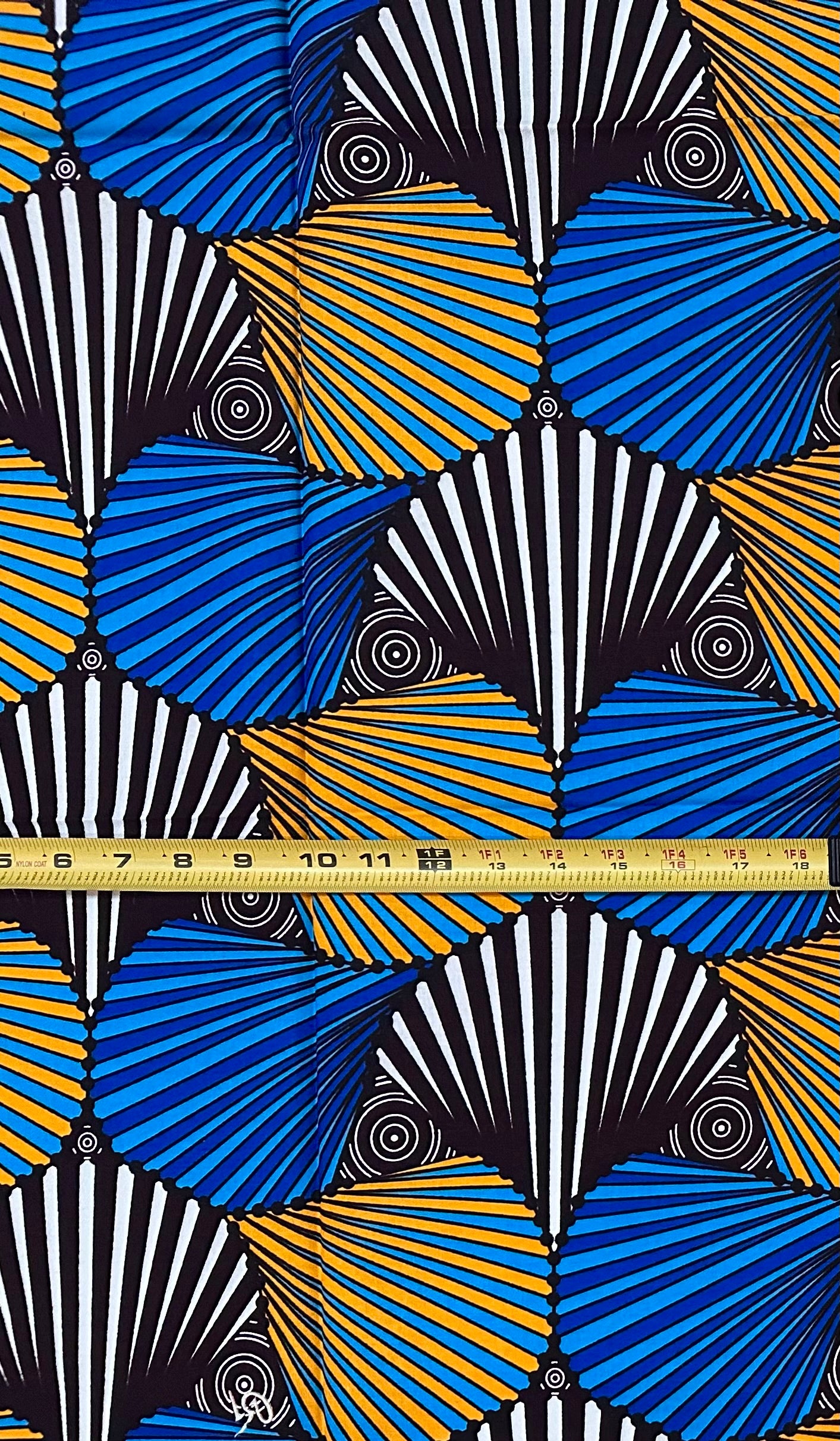 African Print Fabric/ Ankara - Blue, Marigold, Brown ‘Mansa’s Blueprint' Design, YARD