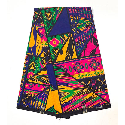 African Print Fabric/Ankara - Fuchsia, Blue, Green, Marigold, Black 'Plot Twist', YARD or WHOLESALE