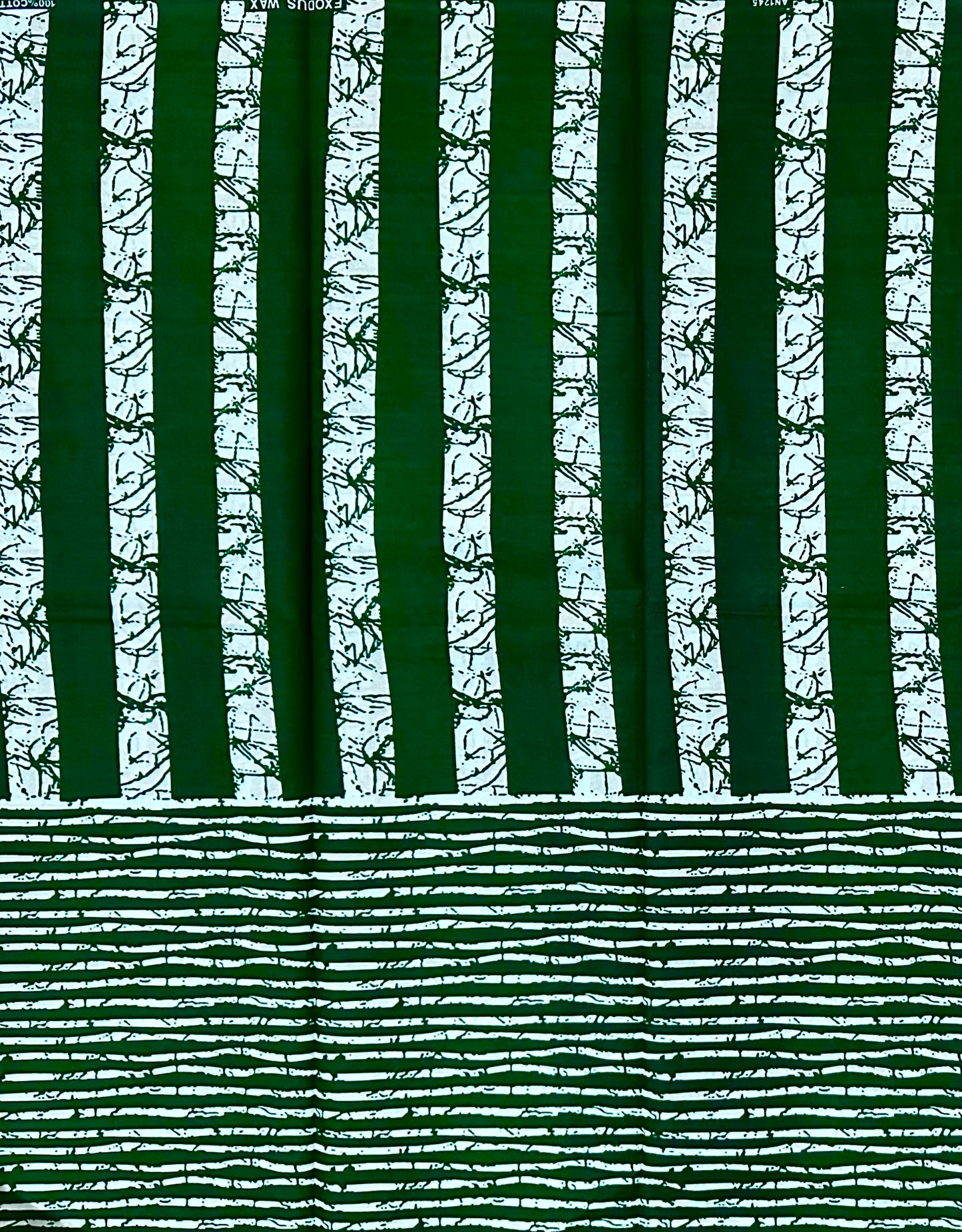 African Print Fabric/ Ankara - Green, White 'Iroko Lineage ' Design, YARD or WHOLESALE