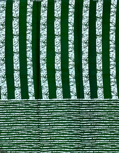 African Print Fabric/ Ankara - Green, White 'Iroko Lineage ' Design, YARD or WHOLESALE