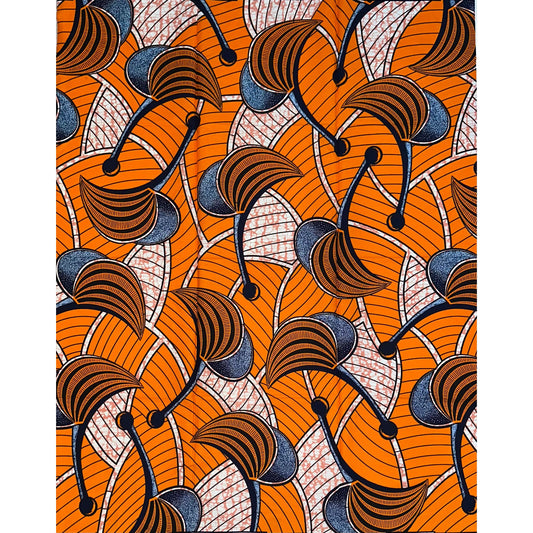 African Print Fabric/ Ankara - Orange, Pink 'Kala So Pretty' Design, 1 YARD