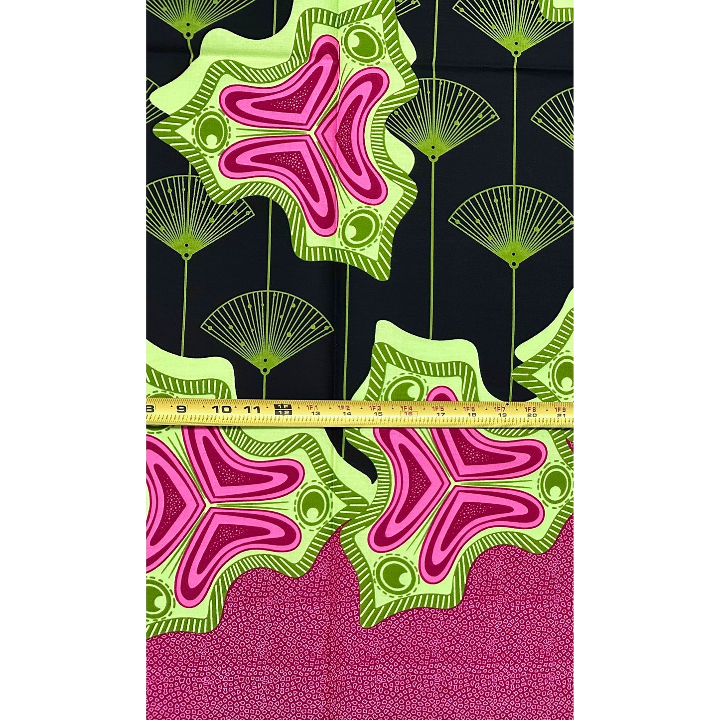 African Print Fabric/ Ankara - Green, Pink, Black ‘Love Needs No Announcement' Design, YARD