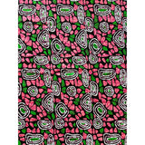 African Print Fabric/Ankara - Pink, Green ‘Pretty Girls Wear Pearls' Design, YARD or WHOLESALE