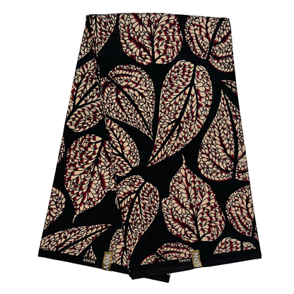 African Print Fabric/ Ankara - Black, Beige 'Palmwine Nights' Design, YARD or WHOLESALE