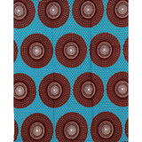 African Print Fabric/ Ankara - Brown, Blue 'Afia Lagosian,' YARD