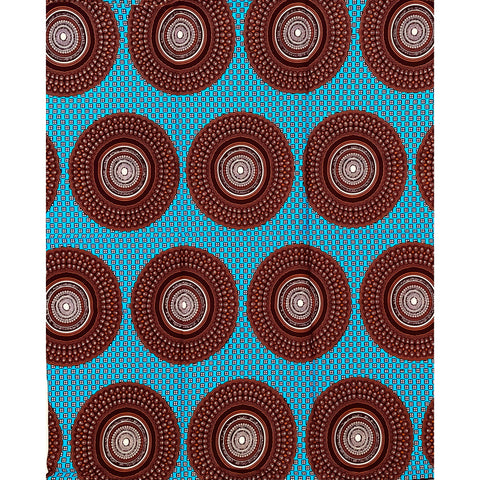 African Print Fabric/ Ankara - Brown, Blue 'Afia Lagosian,' YARD