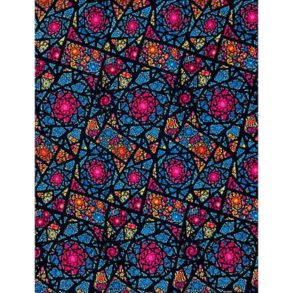 African Print Fabric/ Ankara - Blue, Orange, Pink, Black 'Okike Radiance', YARD or WHOLESALE