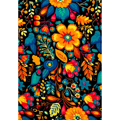 African Print Fabric/ Ankara - Navy, Orange, Yellow, Teal, Pink 'Last Song' Design, YARD or WHOLESALE