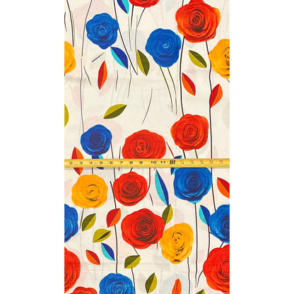 African Print Fabric/Ankara - Red, Blue, Marigold, Green "Ondo Bloom Theory" Design, YARD or WHOLESALE