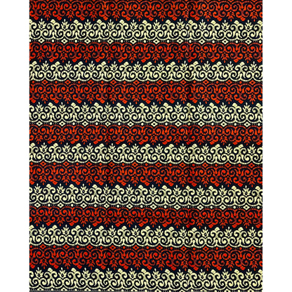 African Print Fabric/ Ankara - Orange, Beige 'Aso Ijinle Royale' Design, 1 YARD