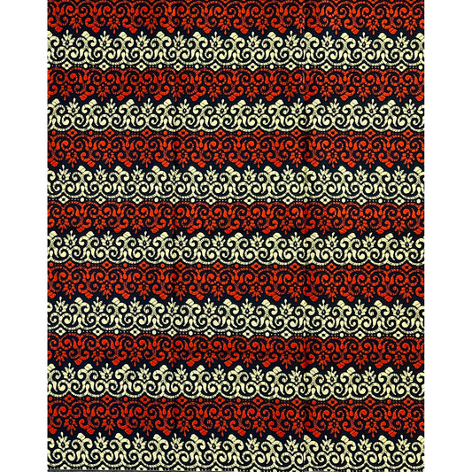 African Print Fabric/ Ankara - Orange, Beige 'Aso Ijinle Royale' Design, 1 YARD
