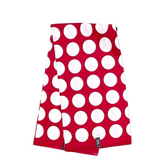 African Print Fabric/ Ankara - Red, White 'Polka Dot' Design, YARD or WHOLESALE