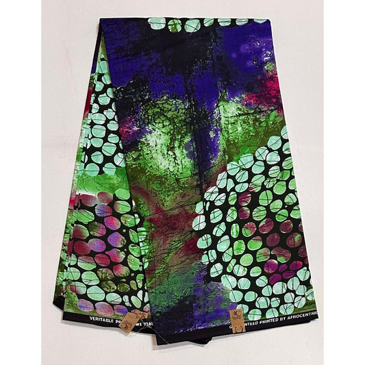 African Print Fabric/ Ankara - Green, Purple, Pink 'Dot, Dot Scatter' Design, Yard or Wholesale