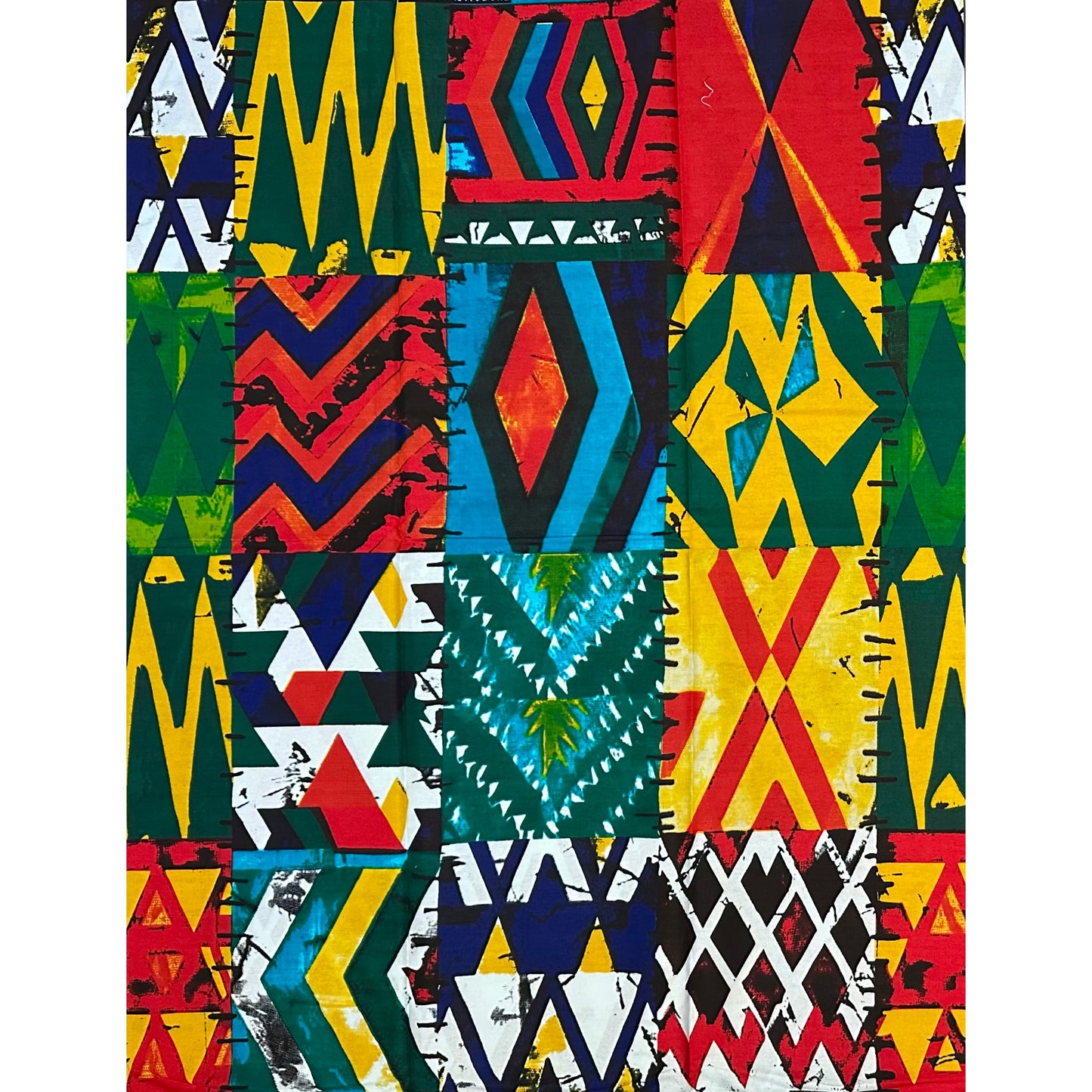 African Print Fabric/ Ankara - Red, Yellow, Green, Blue 'Many Paths To Success' Design, Yard or Wholesale
