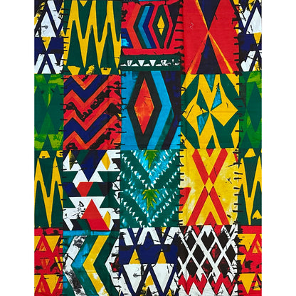 African Print Fabric/ Ankara - Red, Yellow, Green, Blue 'Many Paths To Success' Design, Yard or Wholesale