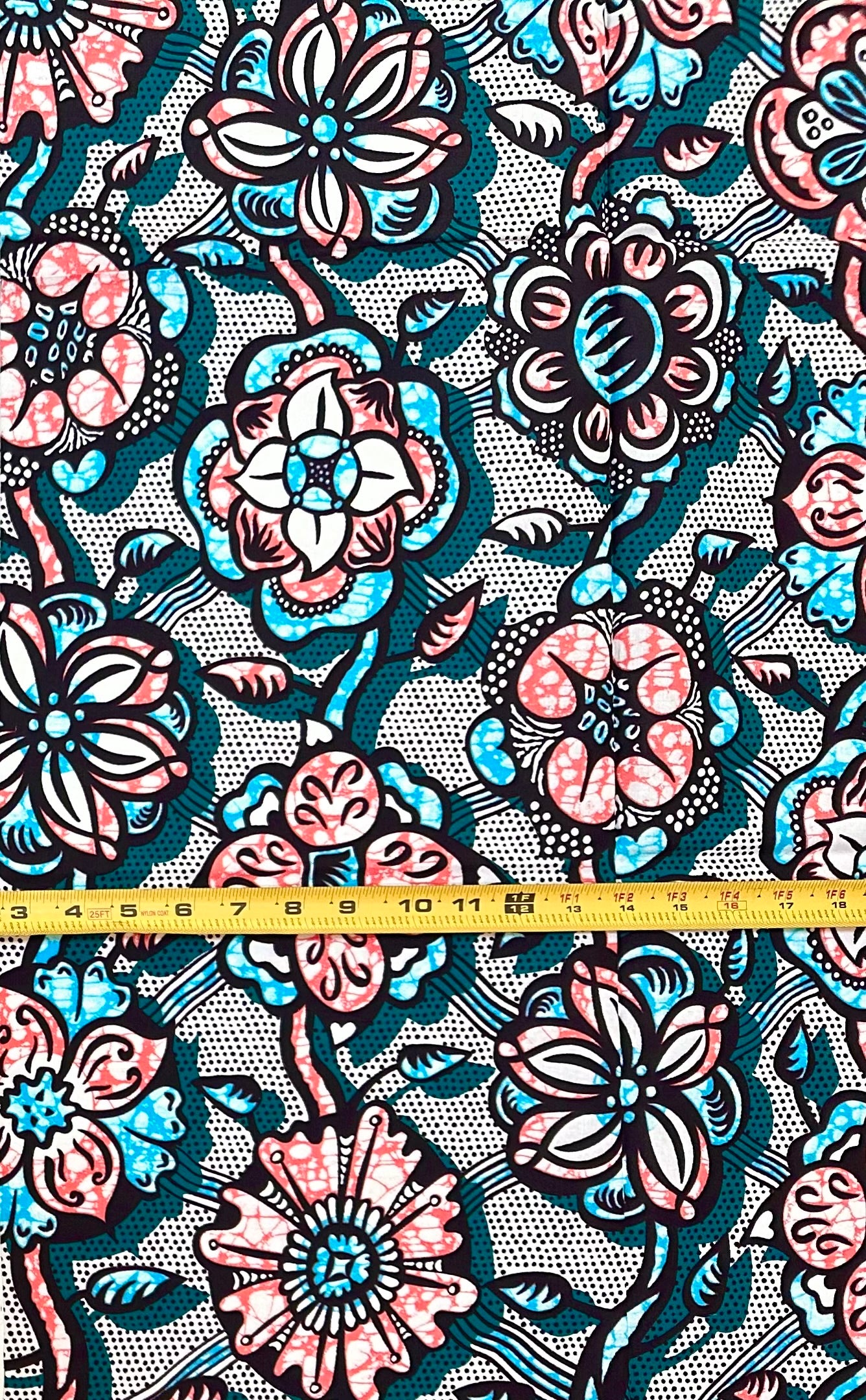 African Print Fabric/ Ankara - Green, Blue, Pink ‘The Matriach’s Seat' Design, YARD