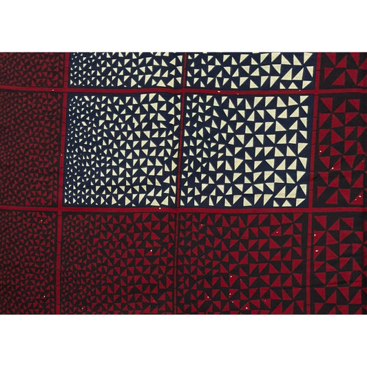 African Print Fabric/ Ankara - Dark Red, Navy, Beige 'Toke Passage' Design, YARD or WHOLESALE