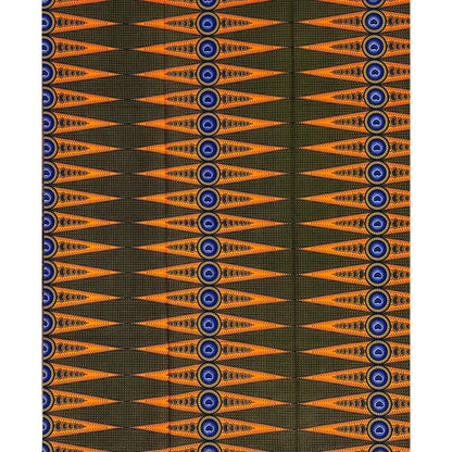 African Print Fabric/ Ankara - Orange, Yellow, Blue ‘Sharp Sharp Eye' Design, 1 YARD