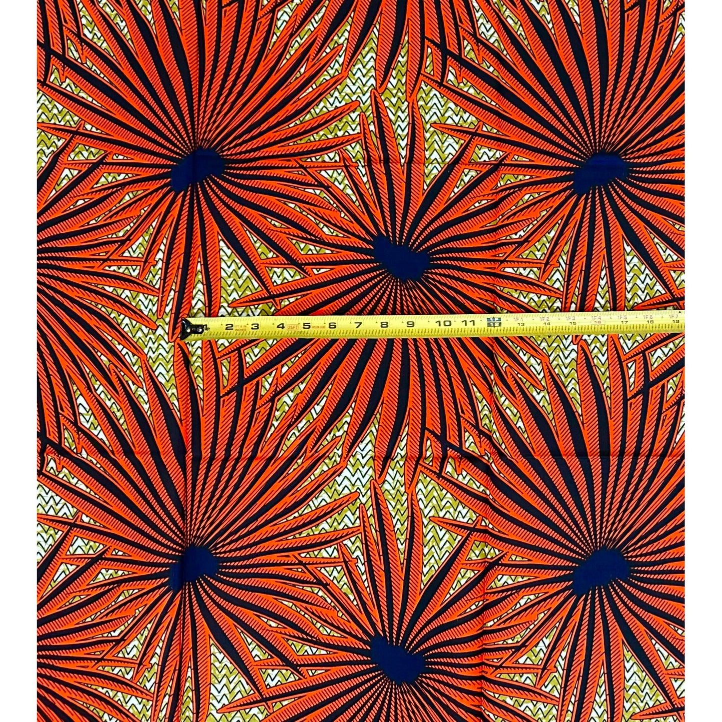 African Print Fabric/ Ankara - Orange, Brown 'Dry Season Garden,’ 1 YARD