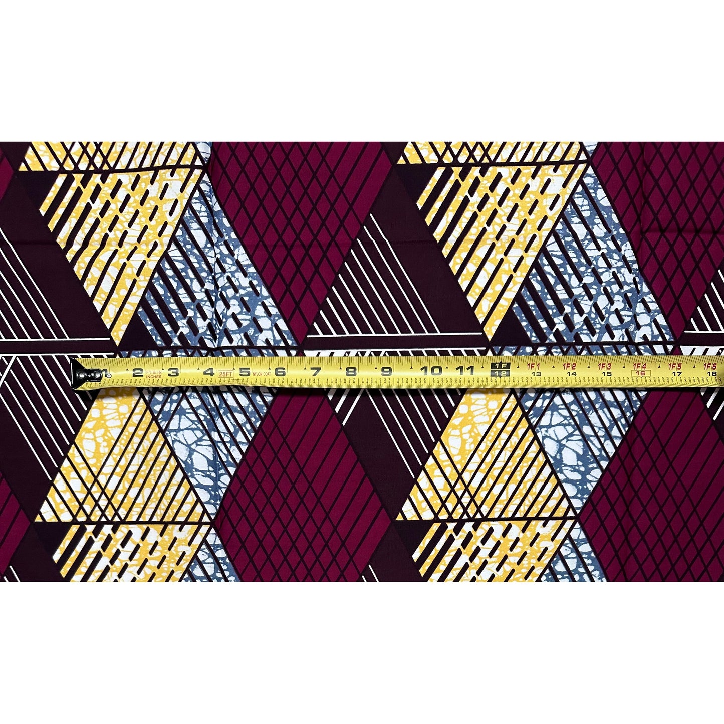 African Print Fabric/ Ankara - Plum, Gray, Yellow, Brown ‘Ìyálódé Facets' Design, 1 YARD