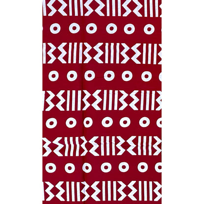 African Print Fabric/ Ankara - Dark Red, White 'Soro Soke' Design, YARD or WHOLESALE