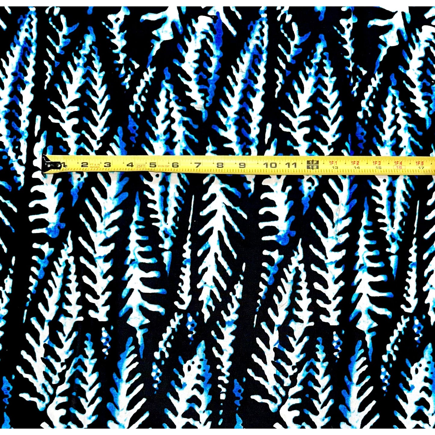 African Print Fabric/ Ankara - Blue, Black, White 'Who Blow AC?' Design, YARD or WHOLESALE