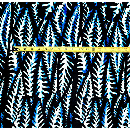 African Print Fabric/ Ankara - Blue, Black, White 'Who Blow AC?' Design, YARD or WHOLESALE