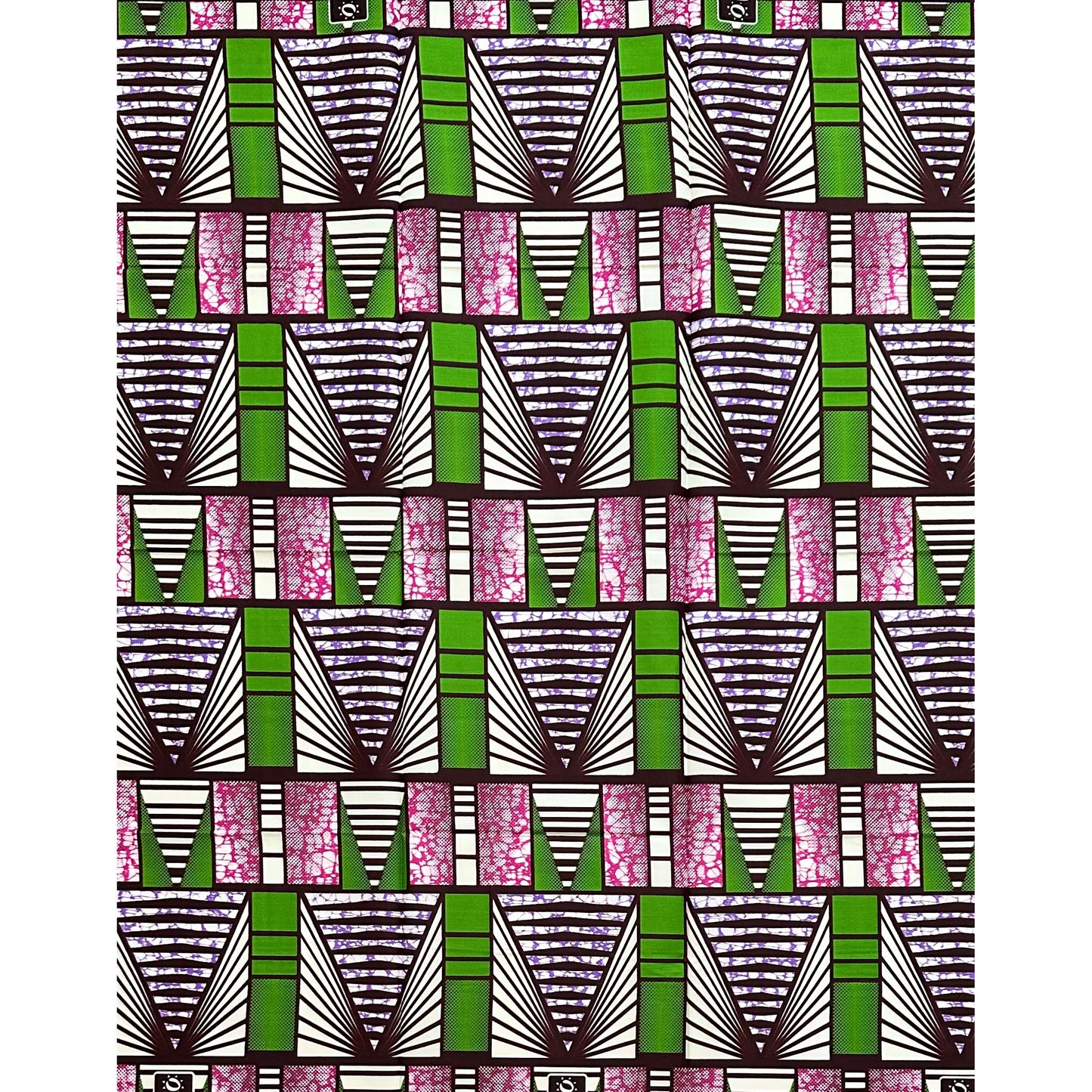 African Print Fabric/ Ankara - Green, Shades of Purple, Cream 'The Way Forward,’ 1 YARD