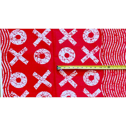 African Print Fabric/ Ankara - Red, White 'XOXO', Per Yard or Wholesale