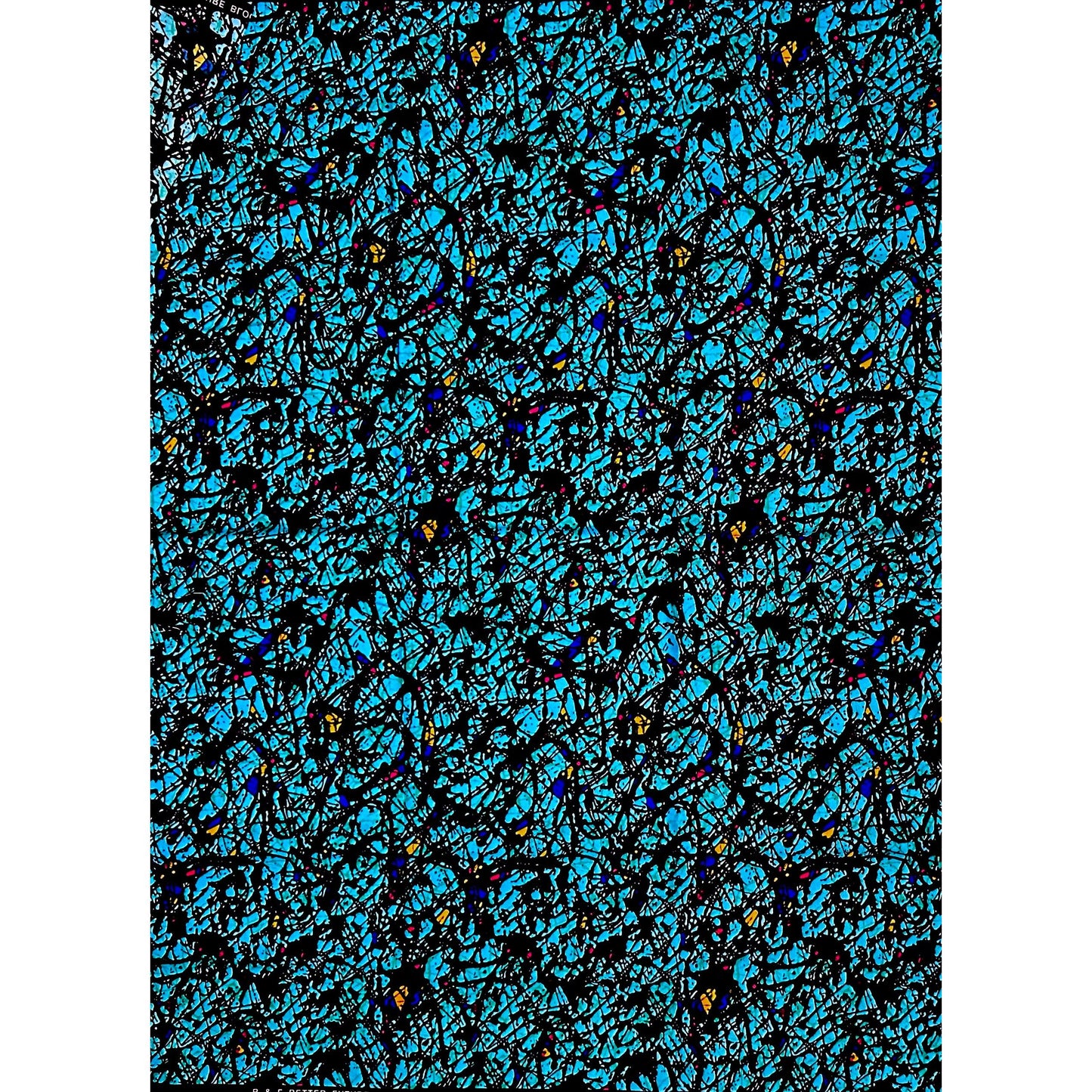 African Print Fabric/ Ankara - Blue, White 'Chaos Theory' Design, YARD or WHOLESALE