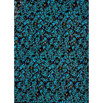 African Print Fabric/ Ankara - Blue, White 'Chaos Theory' Design, YARD or WHOLESALE