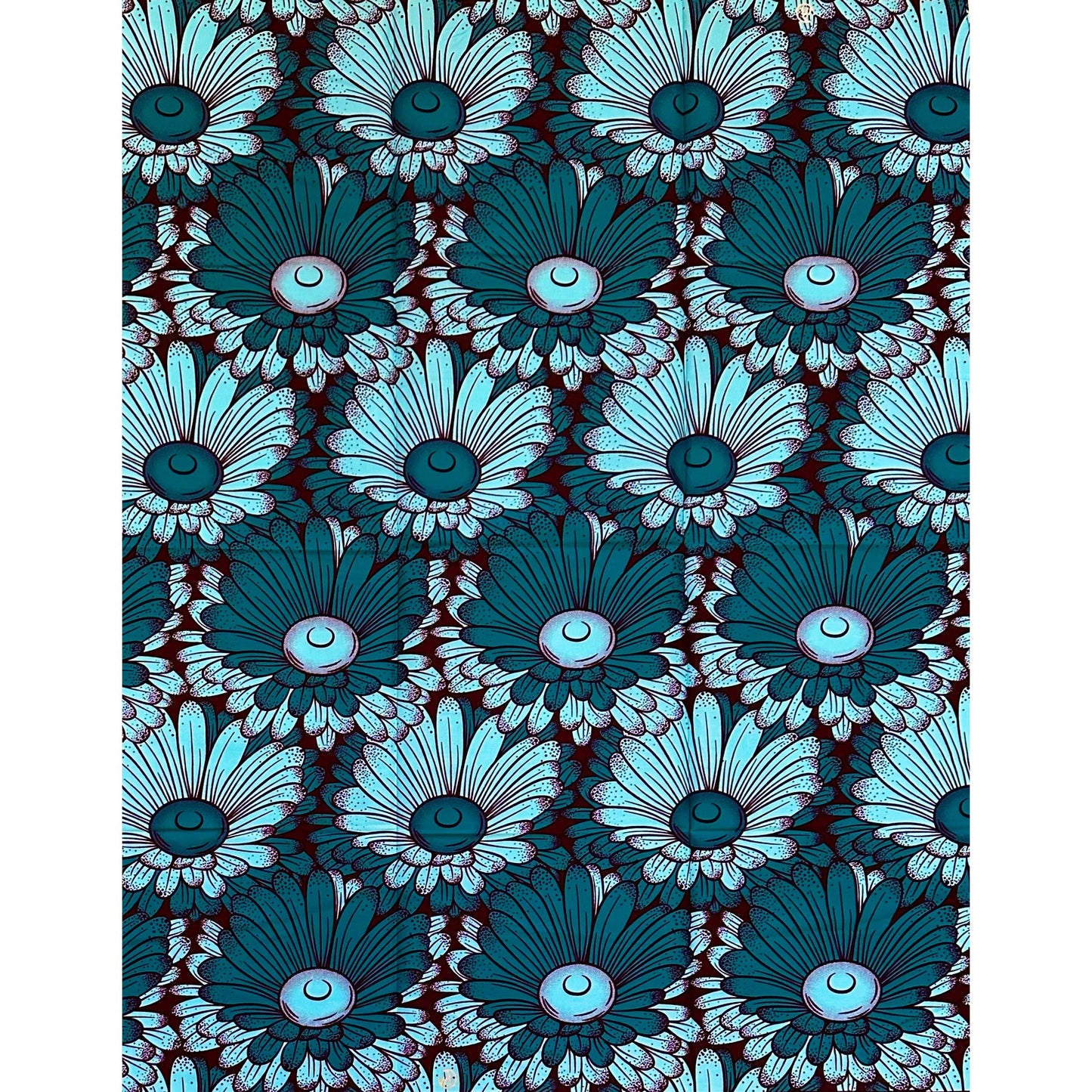 African Print Fabric/ Ankara - Shades of Teal, Brown 'Arlo Moana' Design, YARD or WHOLESALE