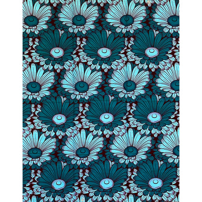 African Print Fabric/ Ankara - Shades of Teal, Brown 'Arlo Moana' Design, YARD or WHOLESALE