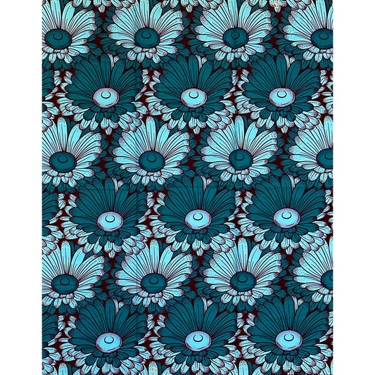 African Print Fabric/ Ankara - Shades of Teal, Brown 'Arlo Moana' Design, YARD or WHOLESALE