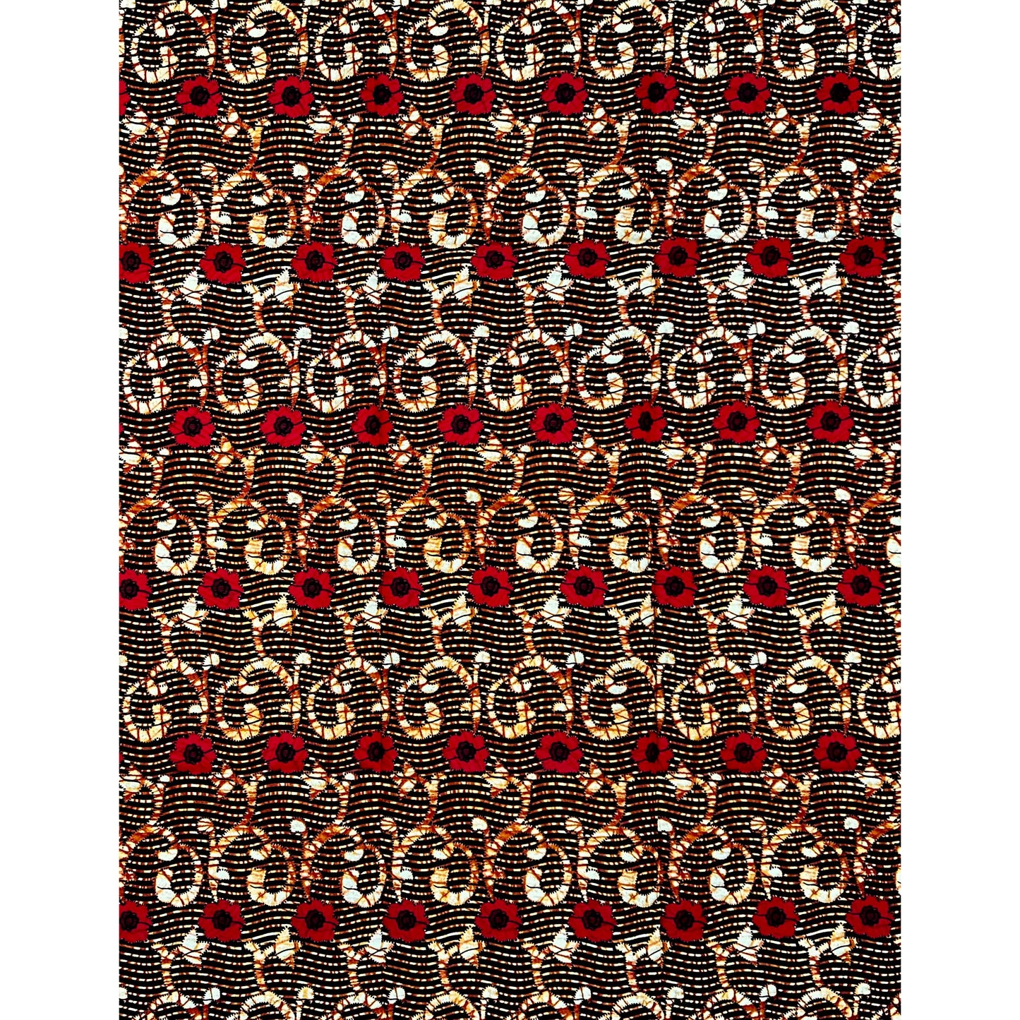 African Print Fabric/ Ankara - Brown, Red, Black 'Look Well Before Speaking' Design, YARD or WHOLESALE