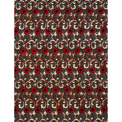 African Print Fabric/ Ankara - Brown, Red, Black 'Look Well Before Speaking' Design, YARD or WHOLESALE